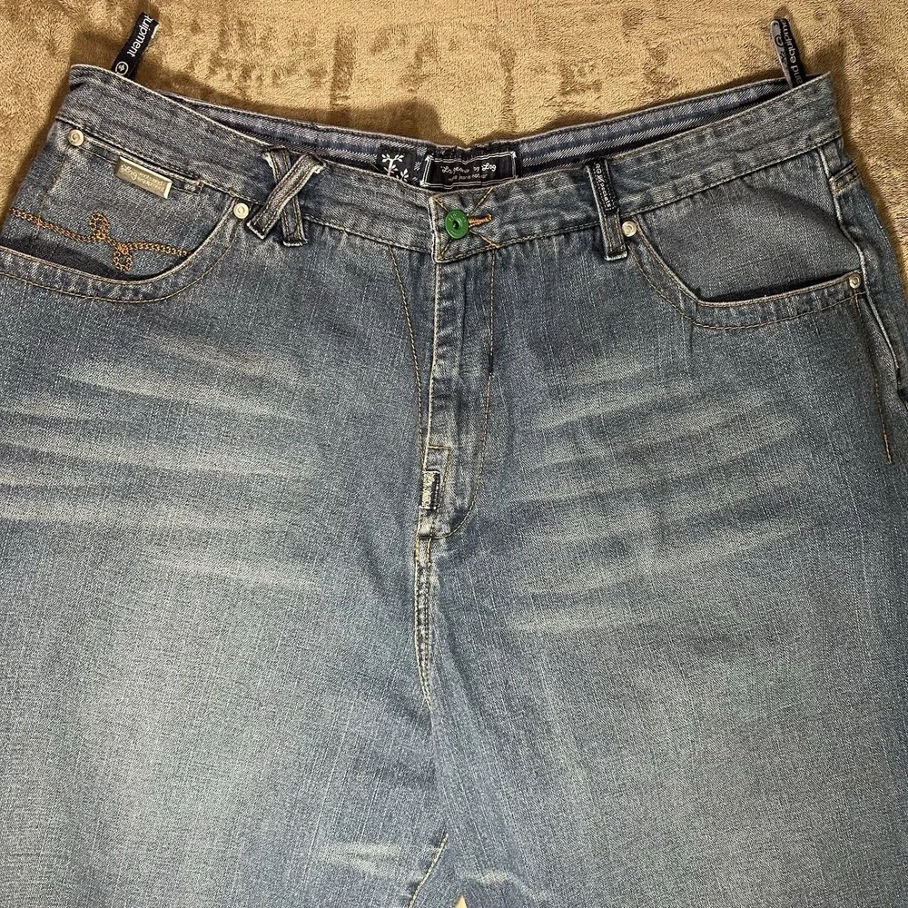 LRG Jeans Mens Measured 46x34 Baggy Wide Leg Blue Denim Streetwear Y2K